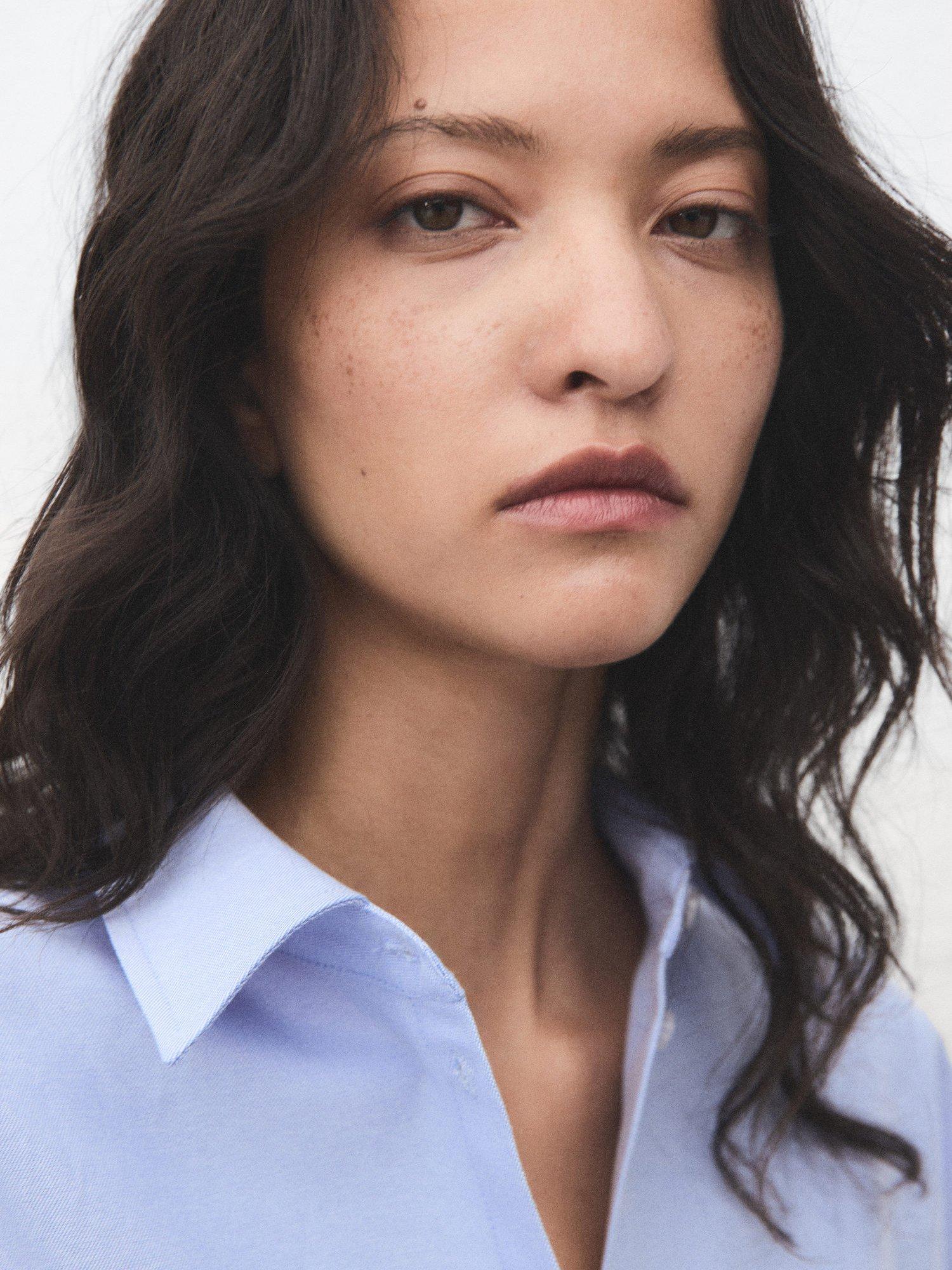 Product image 6 of 7, which shows Mango Juany Pocket Oversized Shirt, Pastel Blue, 12