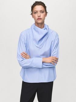 Mango Kike Stripe Cowl Handkerchief Top, Pastel Blue, Pastel Blue