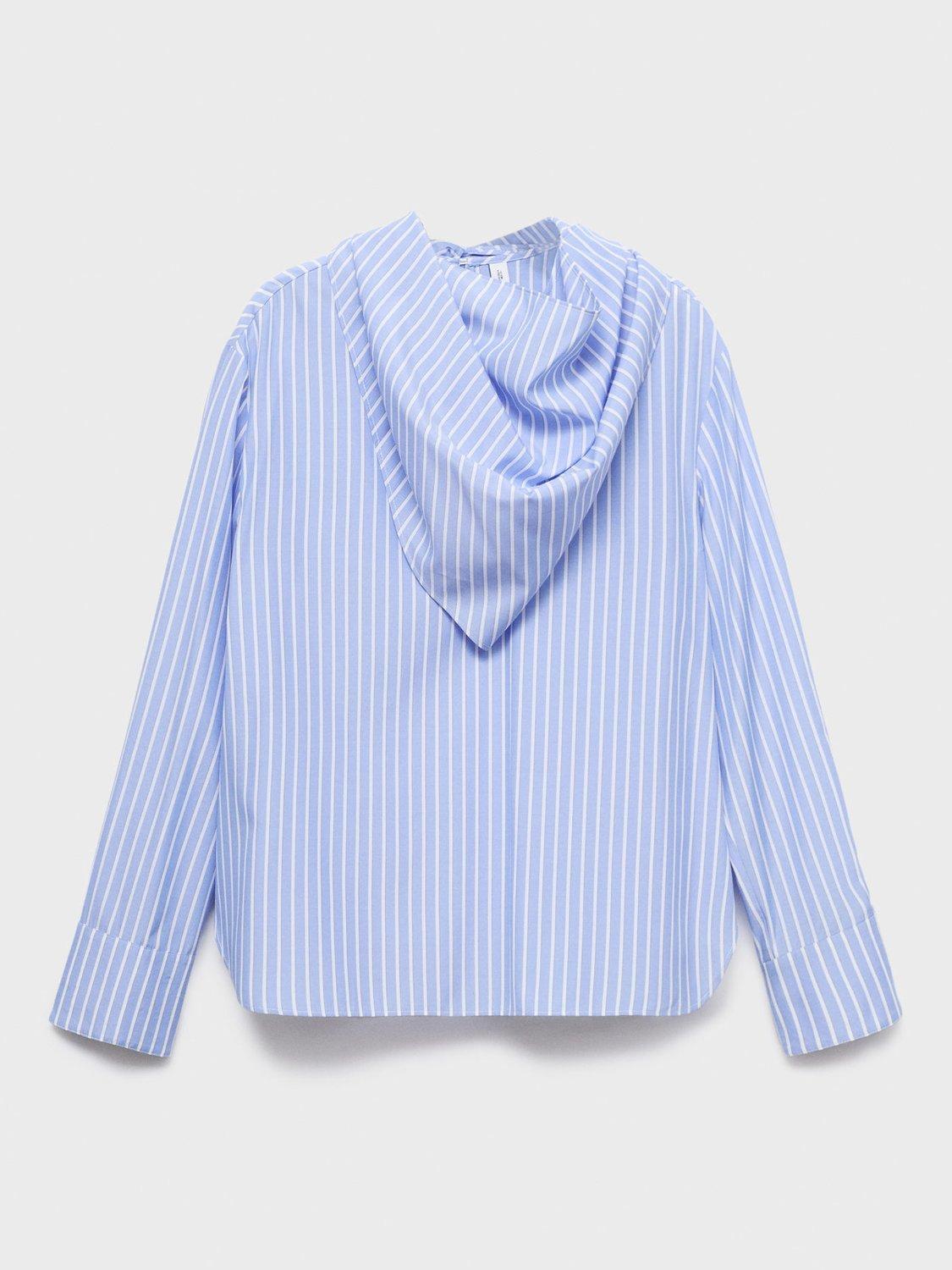 Product image 3 of 7, which shows Mango Kike Stripe Cowl Handkerchief Top, Pastel Blue, 10