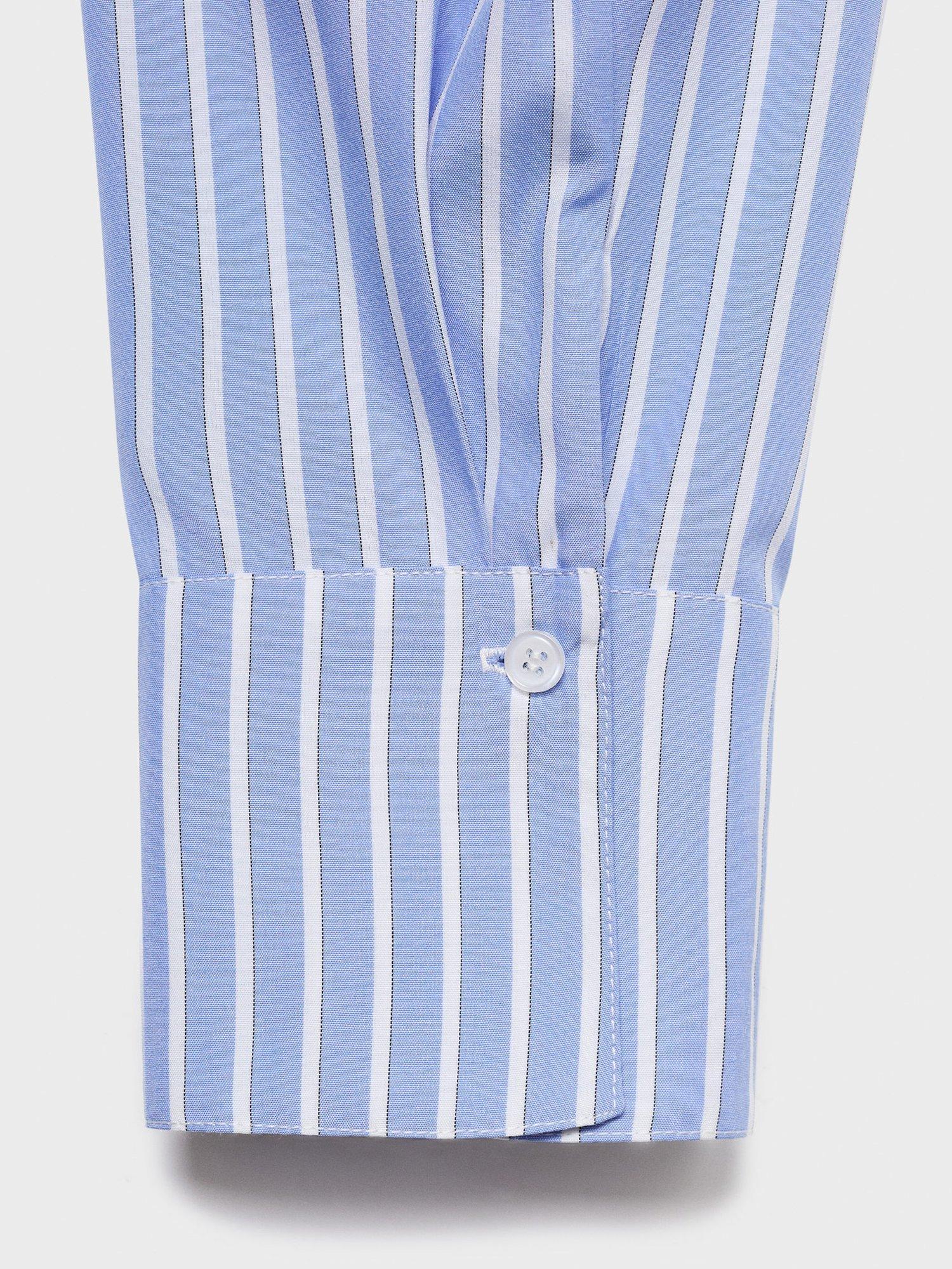 Product image 7 of 7, which shows Mango Kike Stripe Cowl Handkerchief Top, Pastel Blue, 10