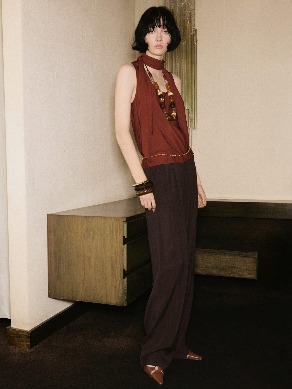 Product image 2 of 7, which shows Mango Lemon Scarf Neck Top, Copper, 10