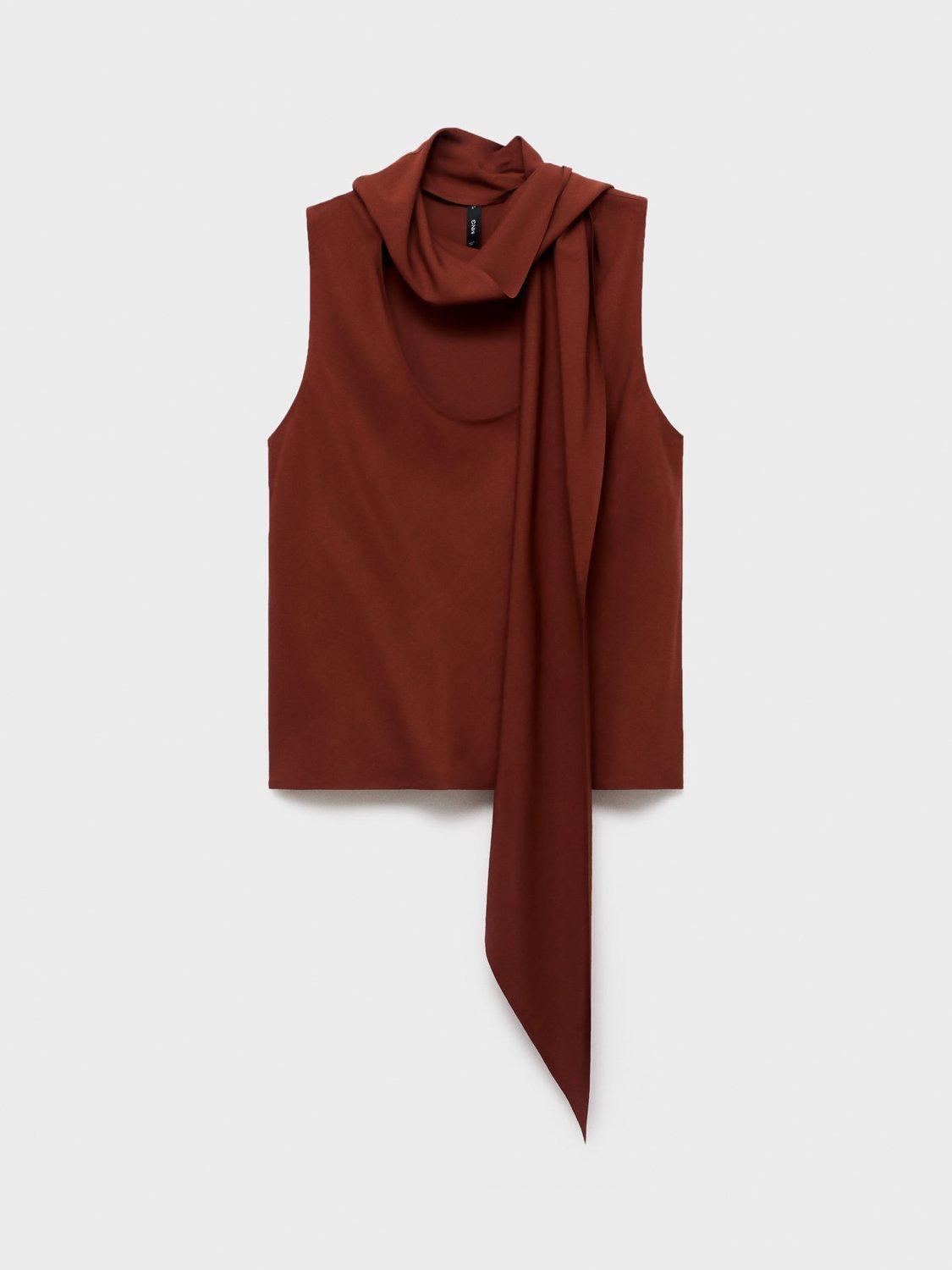 Product image 3 of 7, which shows Mango Lemon Scarf Neck Top, Copper, 10