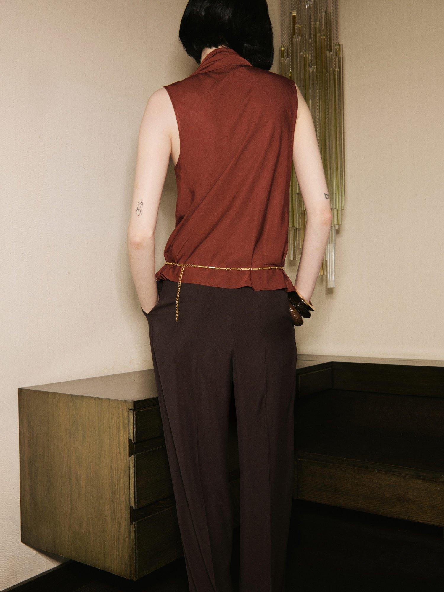 Product image 4 of 7, which shows Mango Lemon Scarf Neck Top, Copper, 10