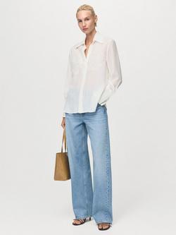 Mango Melanie Textured Embroidered Shirt, Natural White - view 2, Natural White