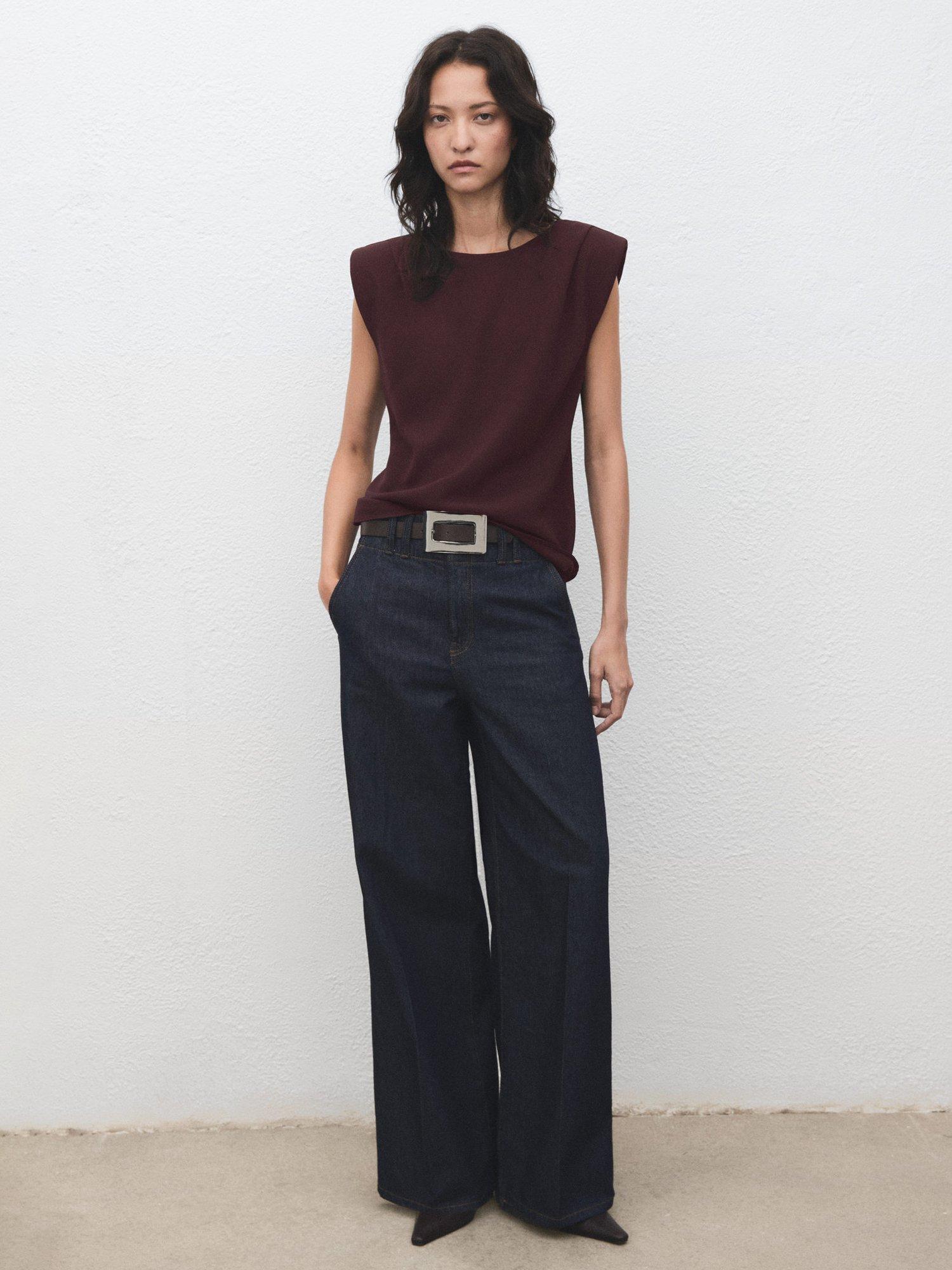 Product image 2 of 8, which shows Mango Stereo Sleeveless Round Neck T-Shirt, Dark Brown, 10