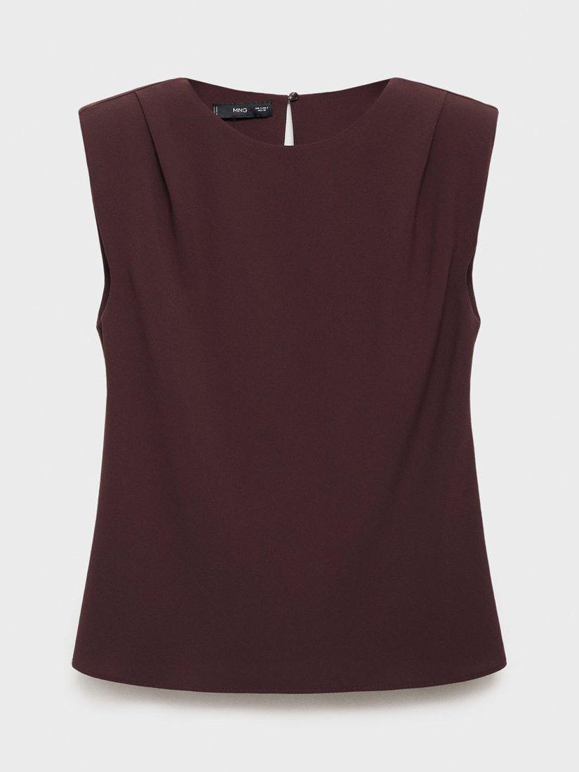 Product image 3 of 8, which shows Mango Stereo Sleeveless Round Neck T-Shirt, Dark Brown, 10