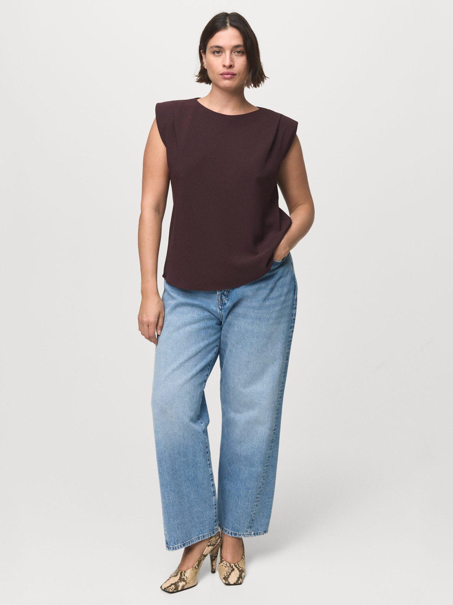 Product image 7 of 8, which shows Mango Stereo Sleeveless Round Neck T-Shirt, Dark Brown, 10