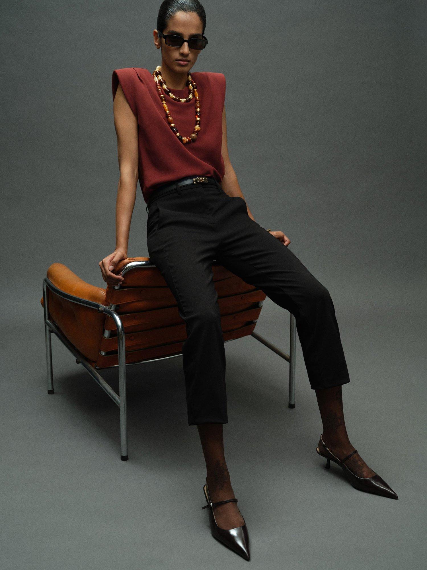 Product image 2 of 8, which shows Mango Stereo Sleeveless Round Neck T-Shirt, Medium Orange, 4