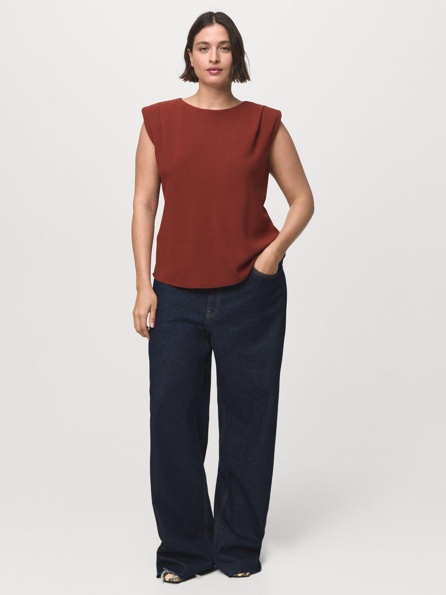 Product image 7 of 8, which shows Mango Stereo Sleeveless Round Neck T-Shirt, Medium Orange, 4