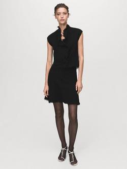 Mango Fringes Textured Mini Skirt, Black - view 2, Black