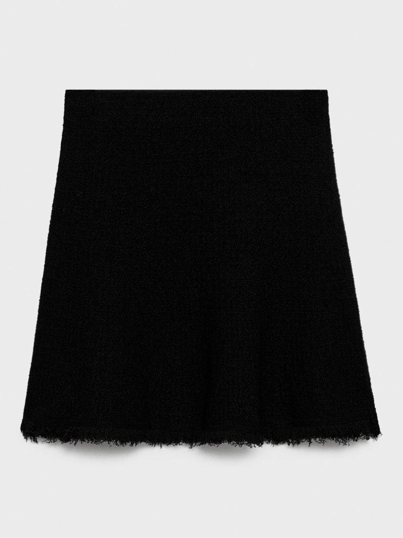 Product image 3 of 8, which shows Mango Fringes Textured Mini Skirt, Black, L