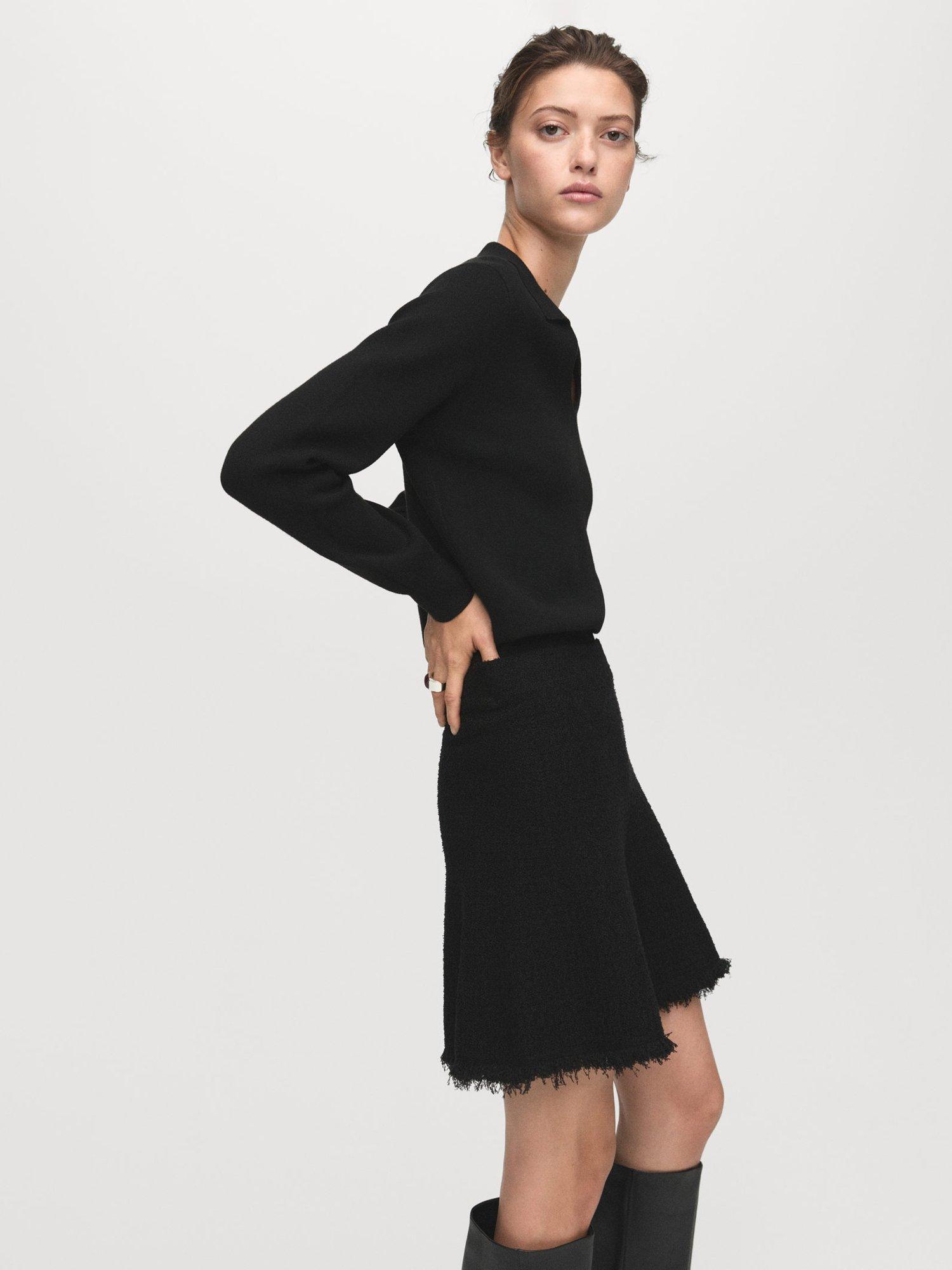 Product image 7 of 8, which shows Mango Fringes Textured Mini Skirt, Black, L