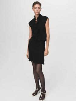 Mango Fringed Sleeveless Top, Black - view 2, Black