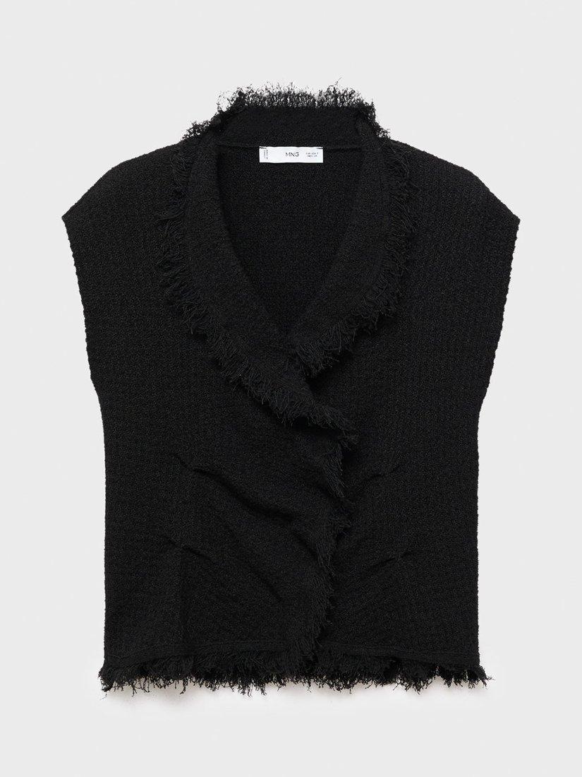 Product image 3 of 8, which shows Mango Fringed Sleeveless Top, Black, S