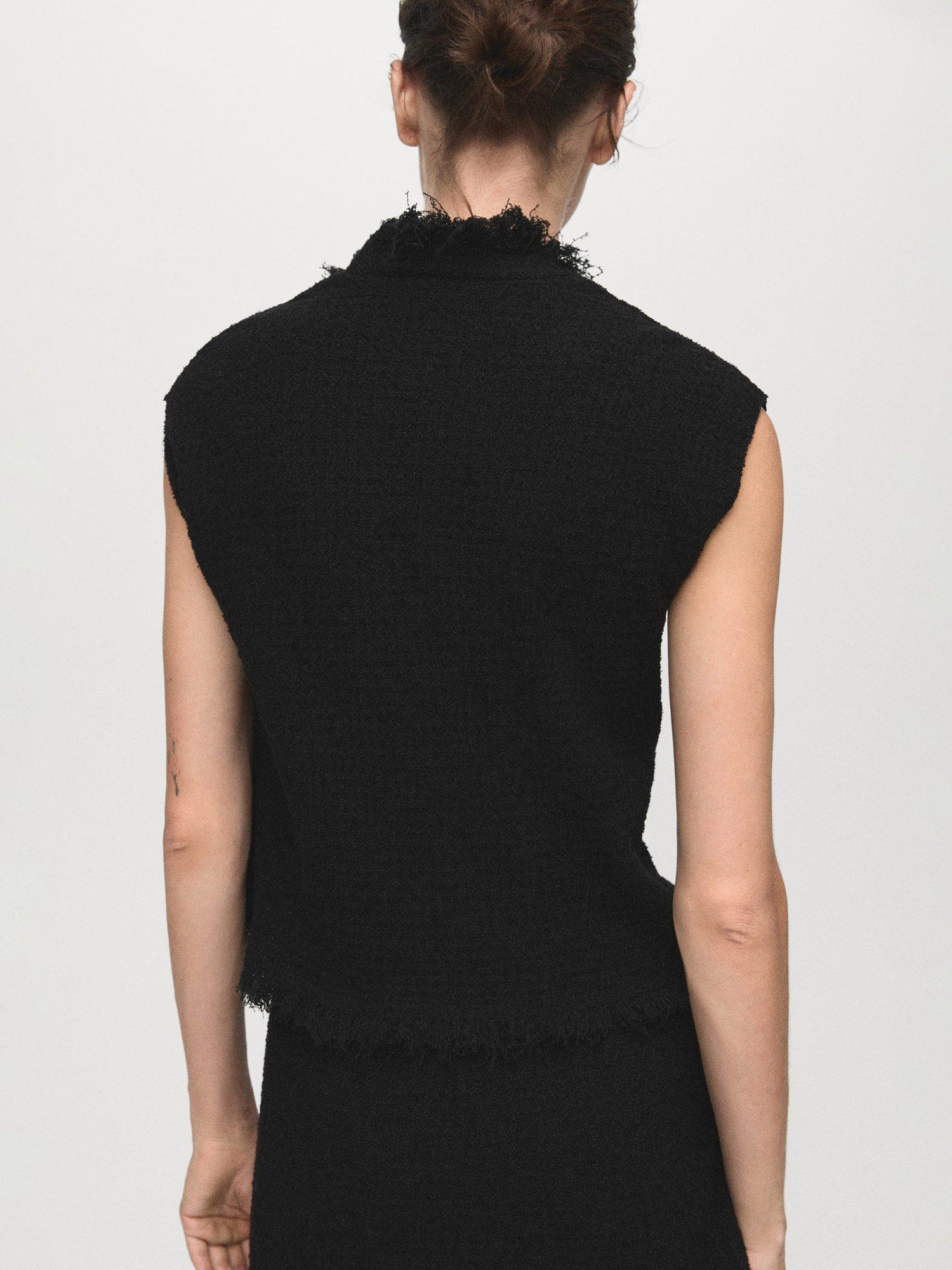 Product image 4 of 8, which shows Mango Fringed Sleeveless Top, Black, S
