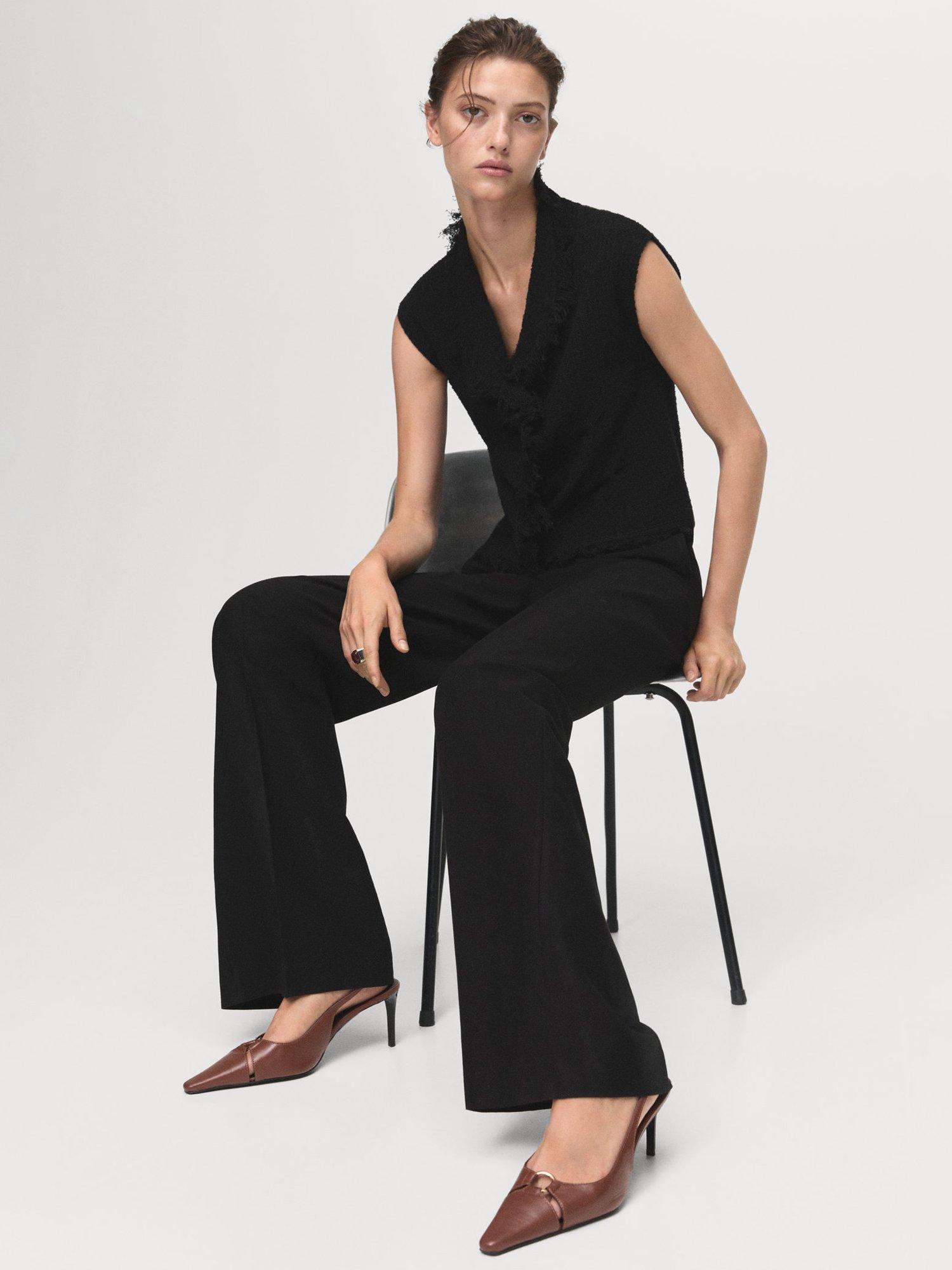 Product image 7 of 8, which shows Mango Fringed Sleeveless Top, Black, S