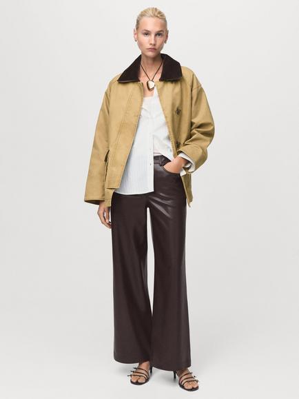 Mango Lima Faux Leather Trousers, Dark Red - view 2, Dark Red