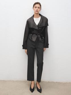 Mango Newarm Pinstripe Cropped Trousers - view 2, Grey