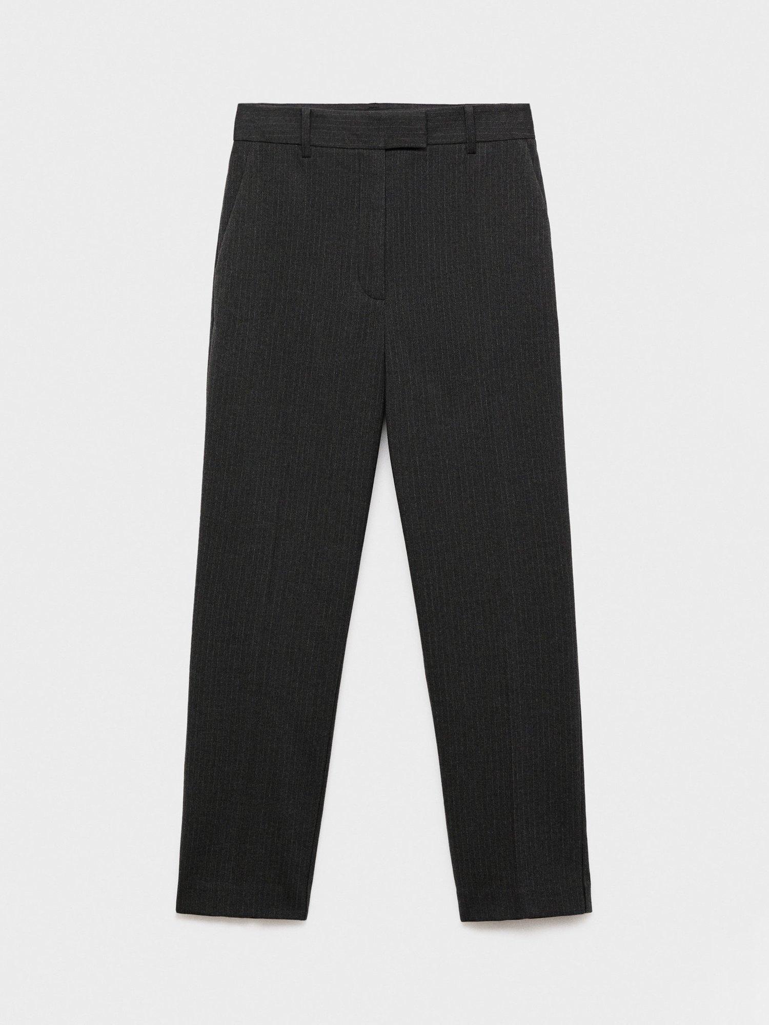 Product image 3 of 9, which shows Mango Newarm Pinstripe Cropped Trousers, Grey, 10