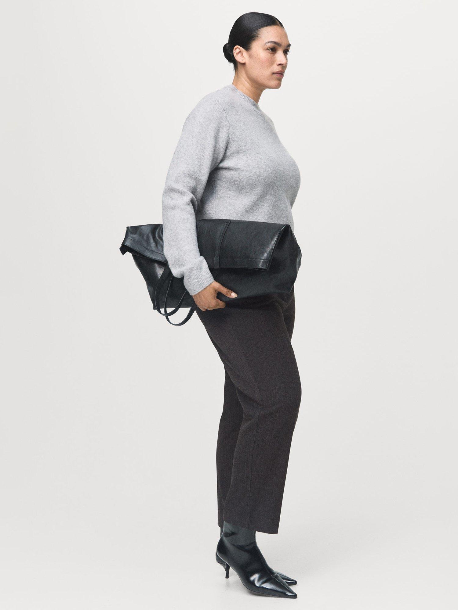 Product image 8 of 9, which shows Mango Newarm Pinstripe Cropped Trousers, Grey, 10