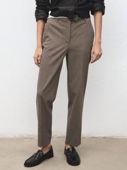 Mango Newarm Pinstripe Cropped Trousers, Pastel Grey