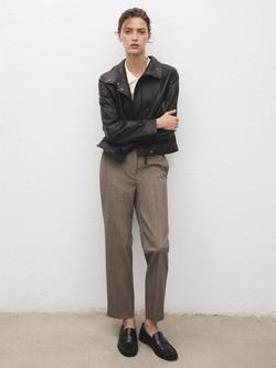 Mango Newarm Pinstripe Cropped Trousers - view 2, Pastel Grey