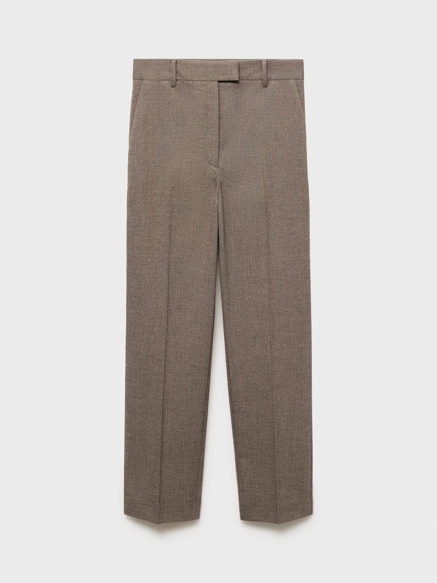 Product image 3 of 8, which shows Mango Newarm Pinstripe Cropped Trousers, Pastel Grey, 4