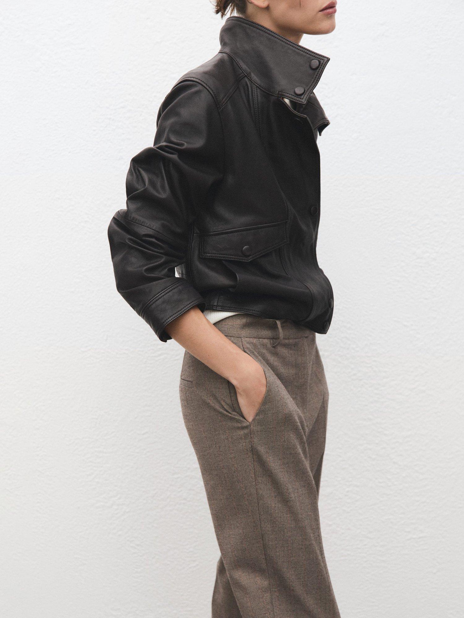 Product image 6 of 8, which shows Mango Newarm Pinstripe Cropped Trousers, Pastel Grey, 4