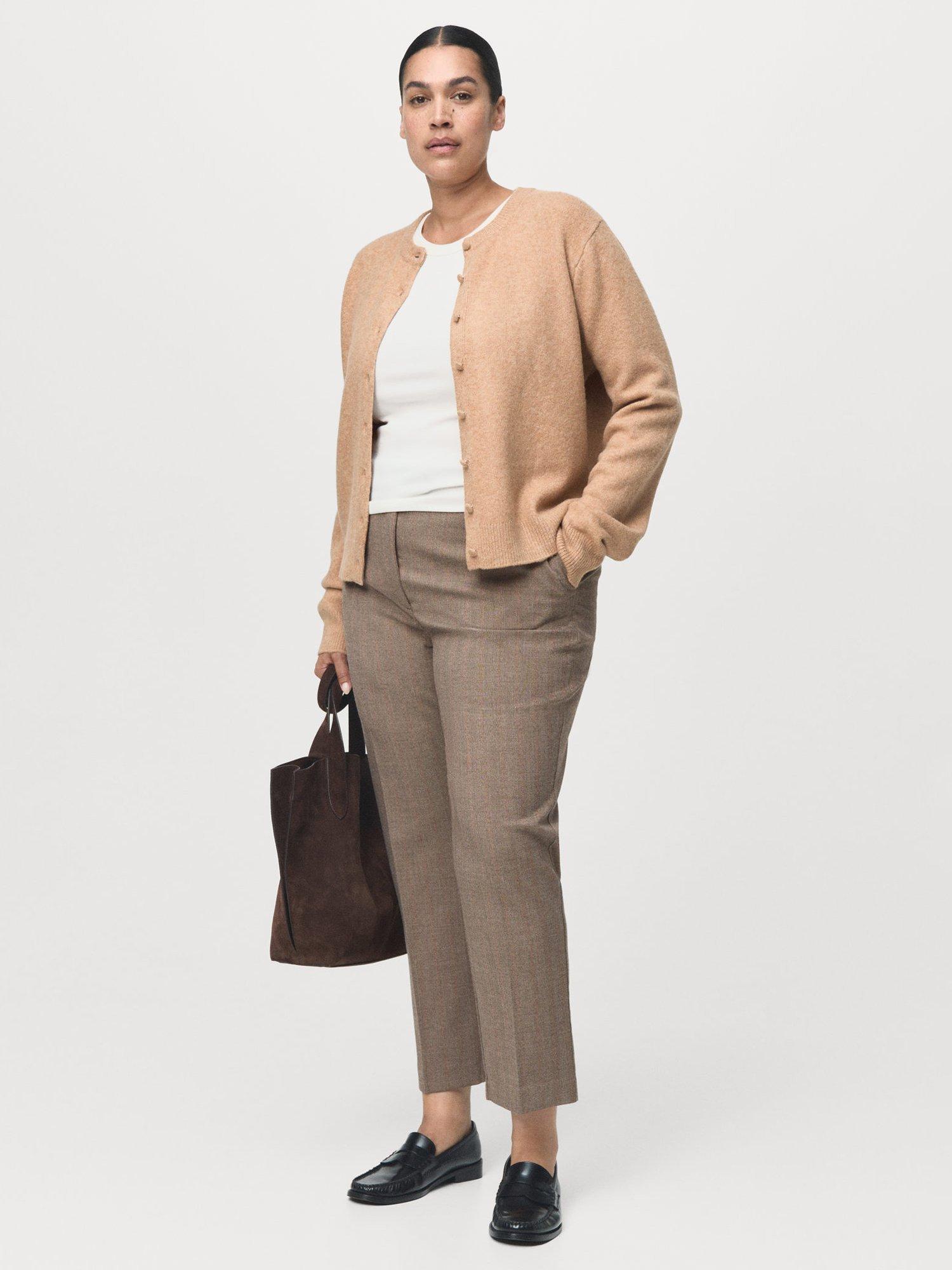 Product image 7 of 8, which shows Mango Newarm Pinstripe Cropped Trousers, Pastel Grey, 4