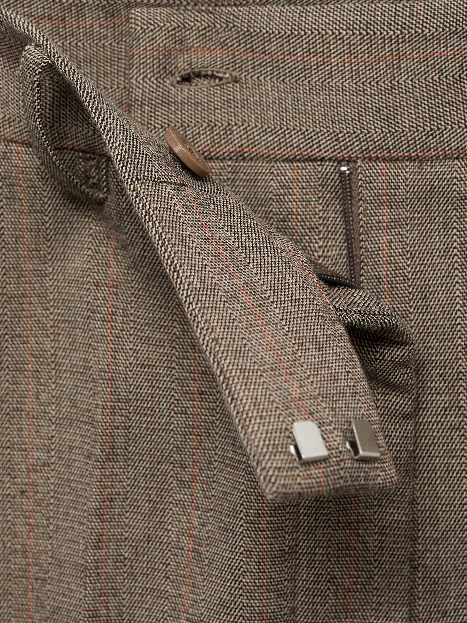 Product image 8 of 8, which shows Mango Newarm Pinstripe Cropped Trousers, Pastel Grey, 4