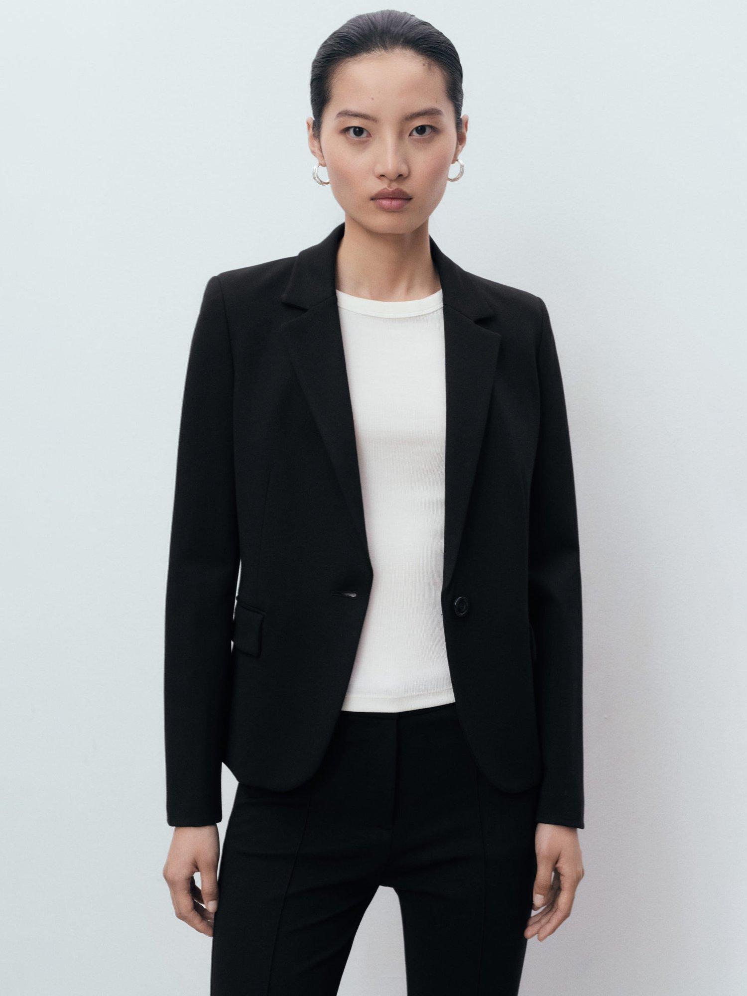 Product image 1 of 8, which shows Mango Paloma Mid Rise Straight Trousers, Black, 10