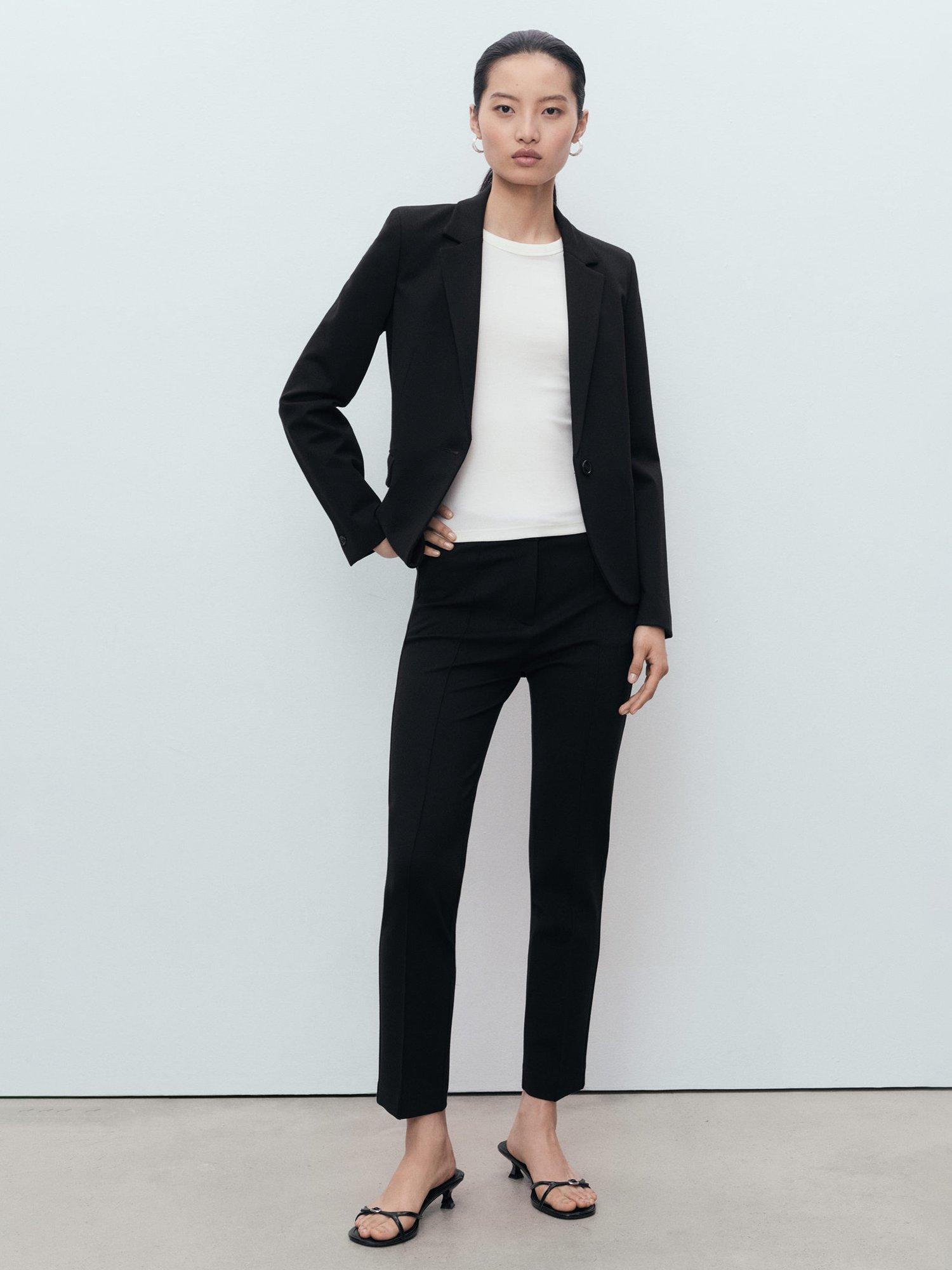 Product image 2 of 8, which shows Mango Paloma Mid Rise Straight Trousers, Black, 10
