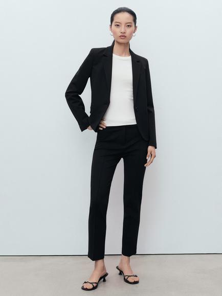 Mango Paloma Mid Rise Straight Trousers - view 2, Black