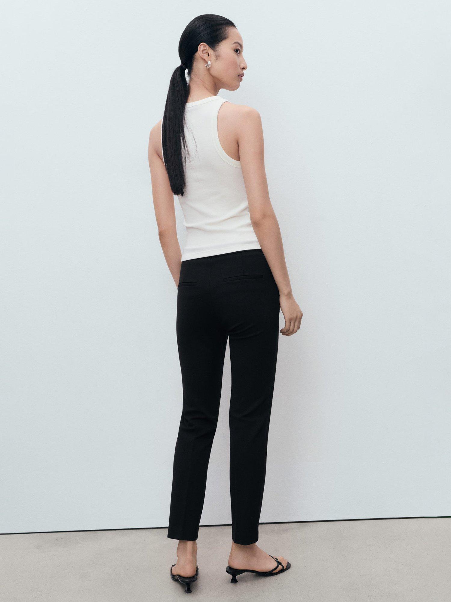 Product image 4 of 8, which shows Mango Paloma Mid Rise Straight Trousers, Black, 10