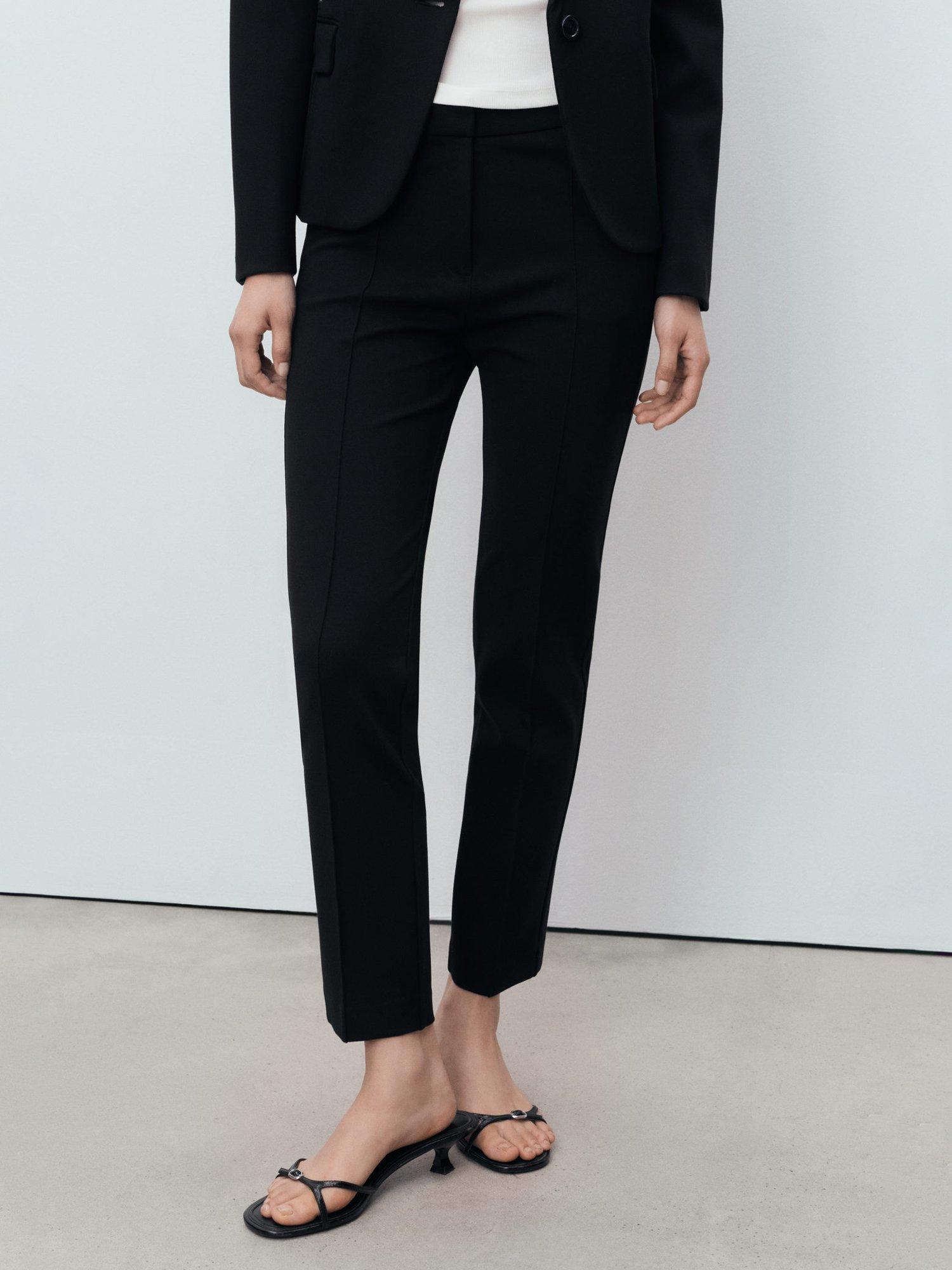Product image 6 of 8, which shows Mango Paloma Mid Rise Straight Trousers, Black, 10