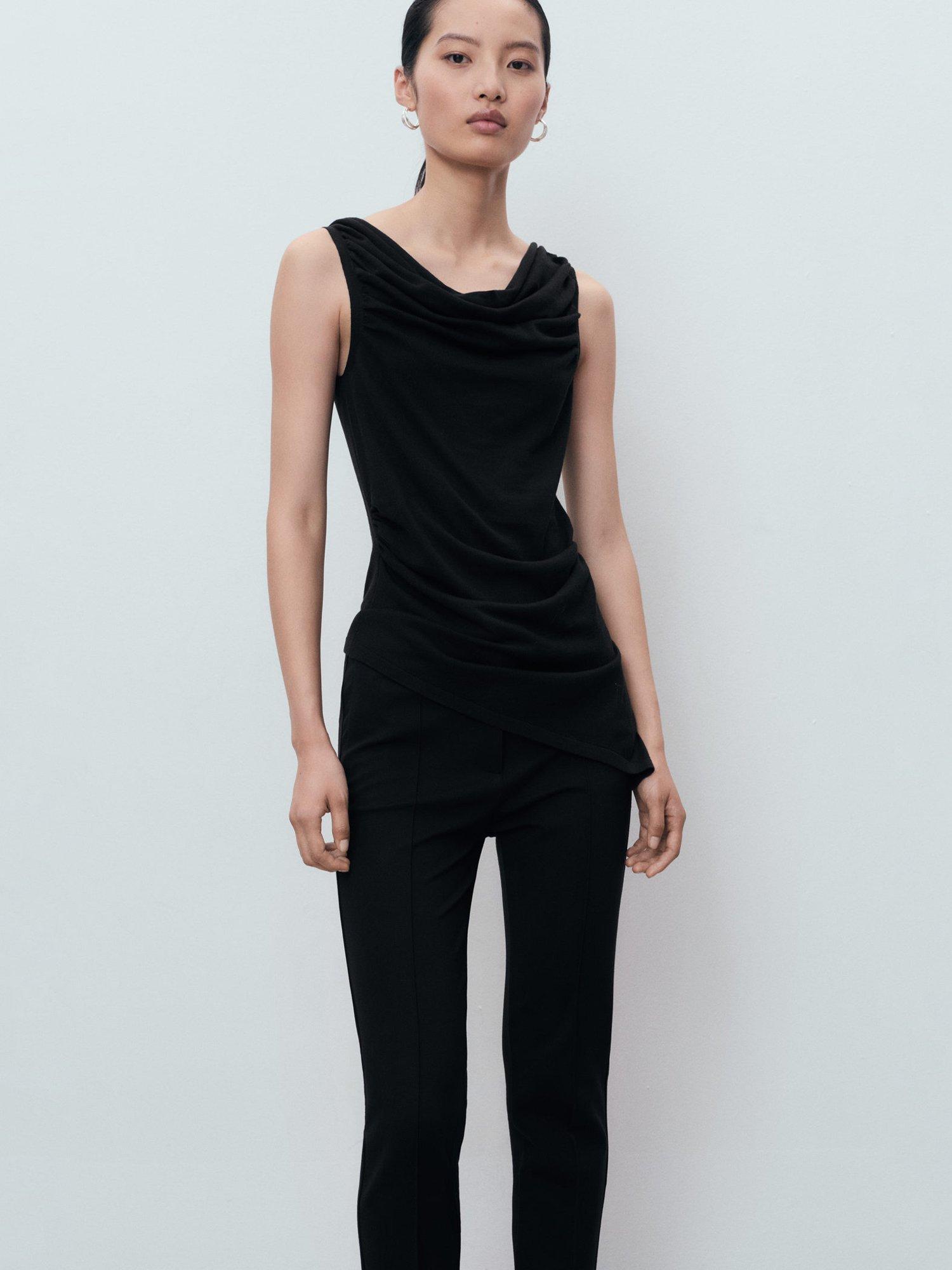 Product image 7 of 8, which shows Mango Paloma Mid Rise Straight Trousers, Black, 10