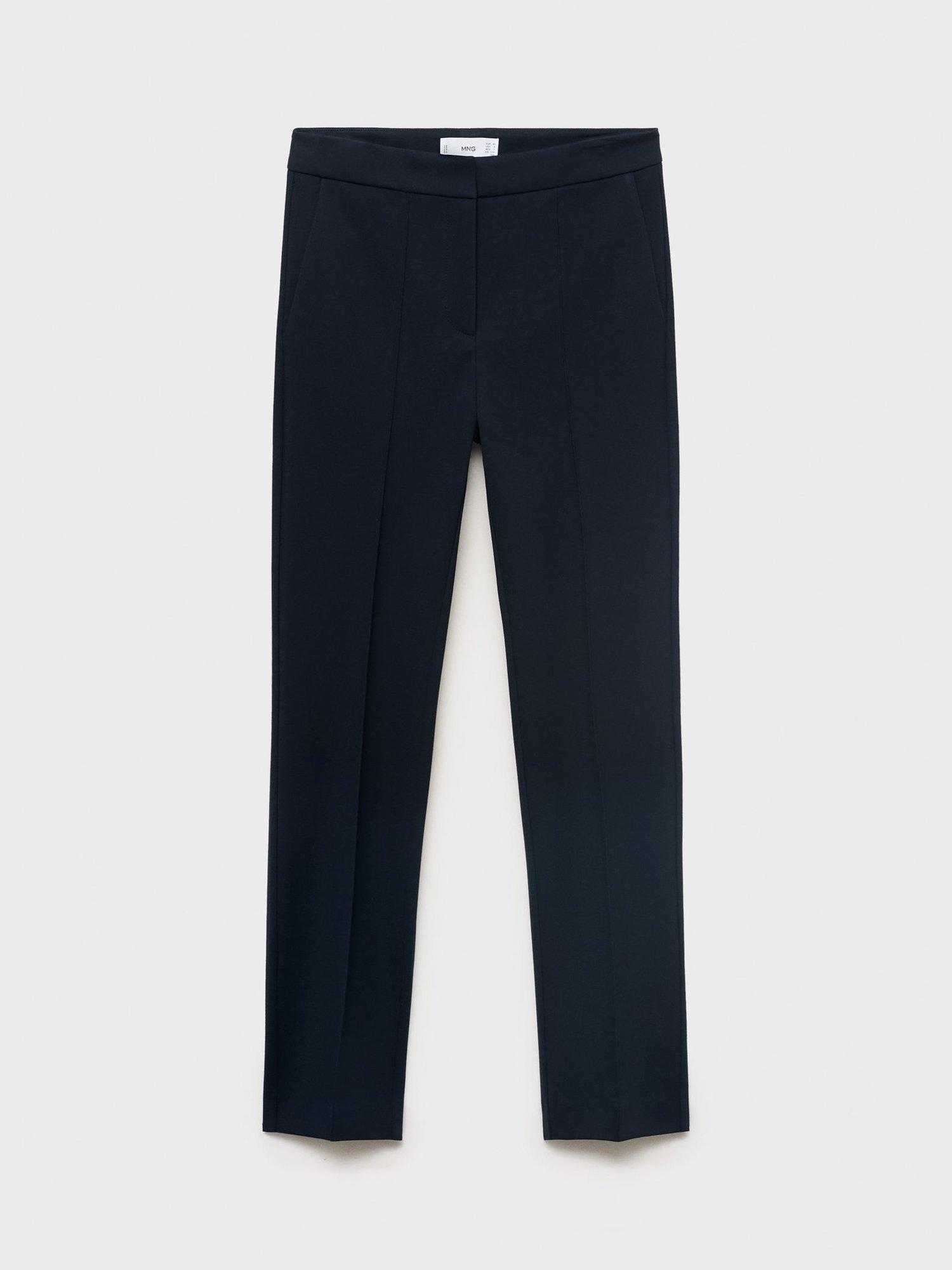 Product image 3 of 7, which shows Mango Paloma Mid Rise Straight Trousers, Navy, 4