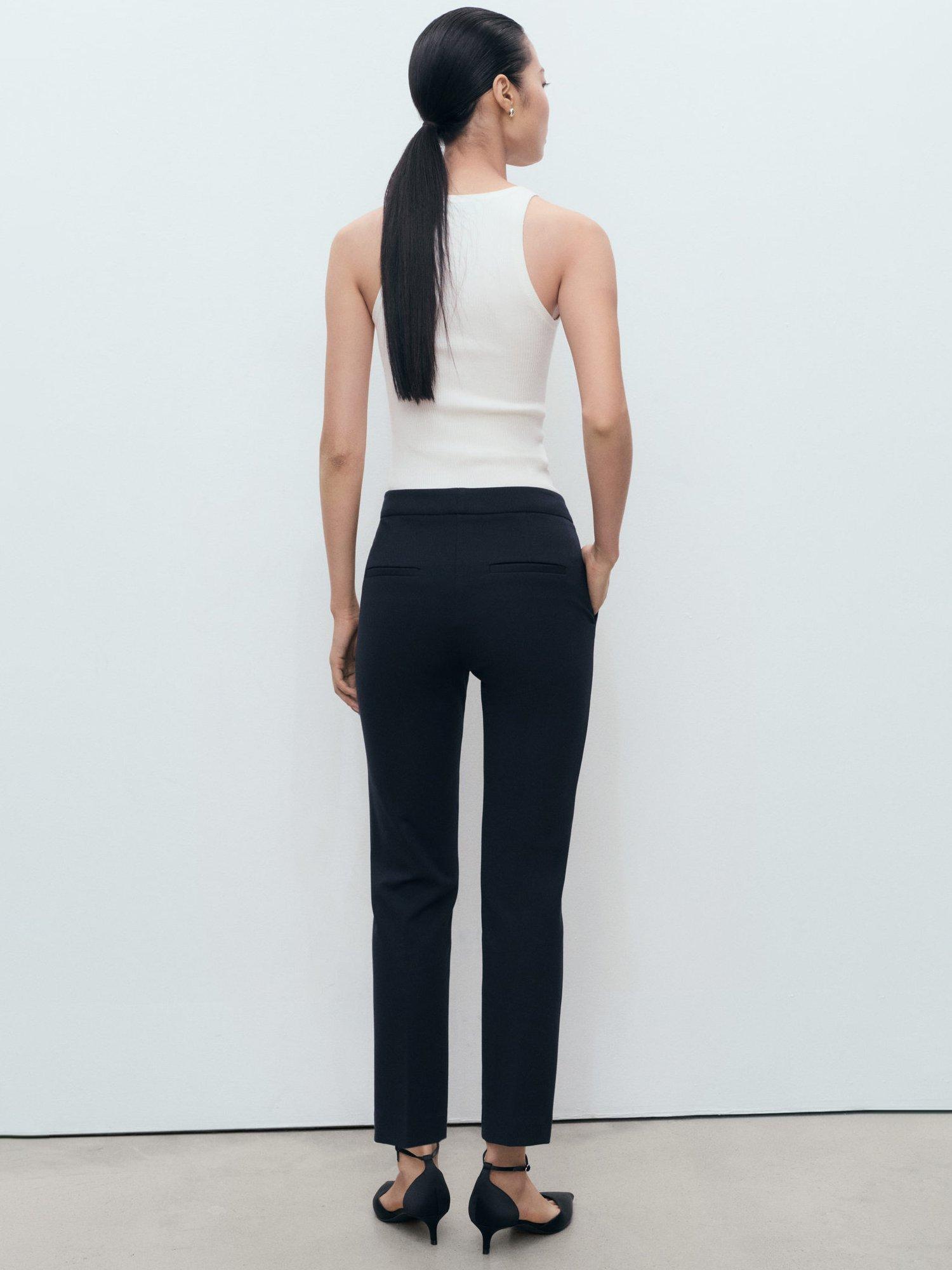 Product image 4 of 7, which shows Mango Paloma Mid Rise Straight Trousers, Navy, 4