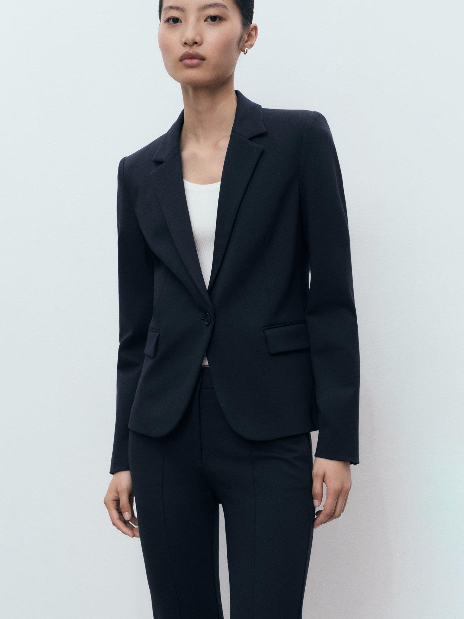 Product image 6 of 7, which shows Mango Paloma Mid Rise Straight Trousers, Navy, 4