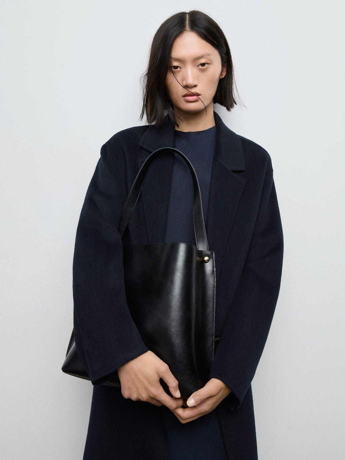 Mango Vilto Wool Blend Coat, Navy