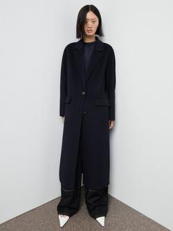 Mango Vilto Wool Blend Coat, Navy - view 2, Navy