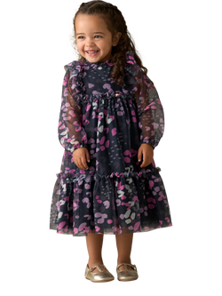 Angel & Rocket Baby Print Mesh Dress, Navy, Navy