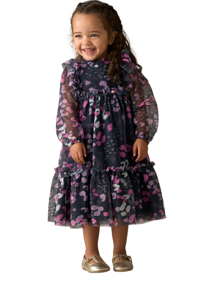 Angel & Rocket Baby Print Mesh Dress, Navy, Navy
