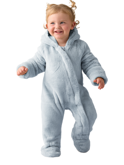 Angel & Rocket Baby Faux Fur Pramsuit, Blue - view 2, Blue