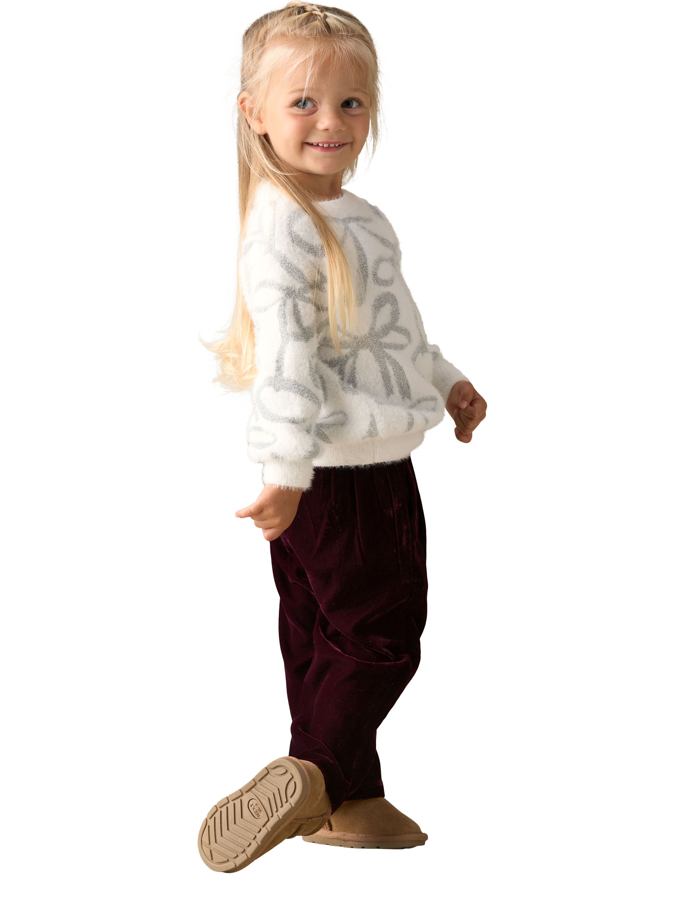 Product image 2 of 7, which shows Angel & Rocket Baby Silver Bow Jumper, White, 3-6 months