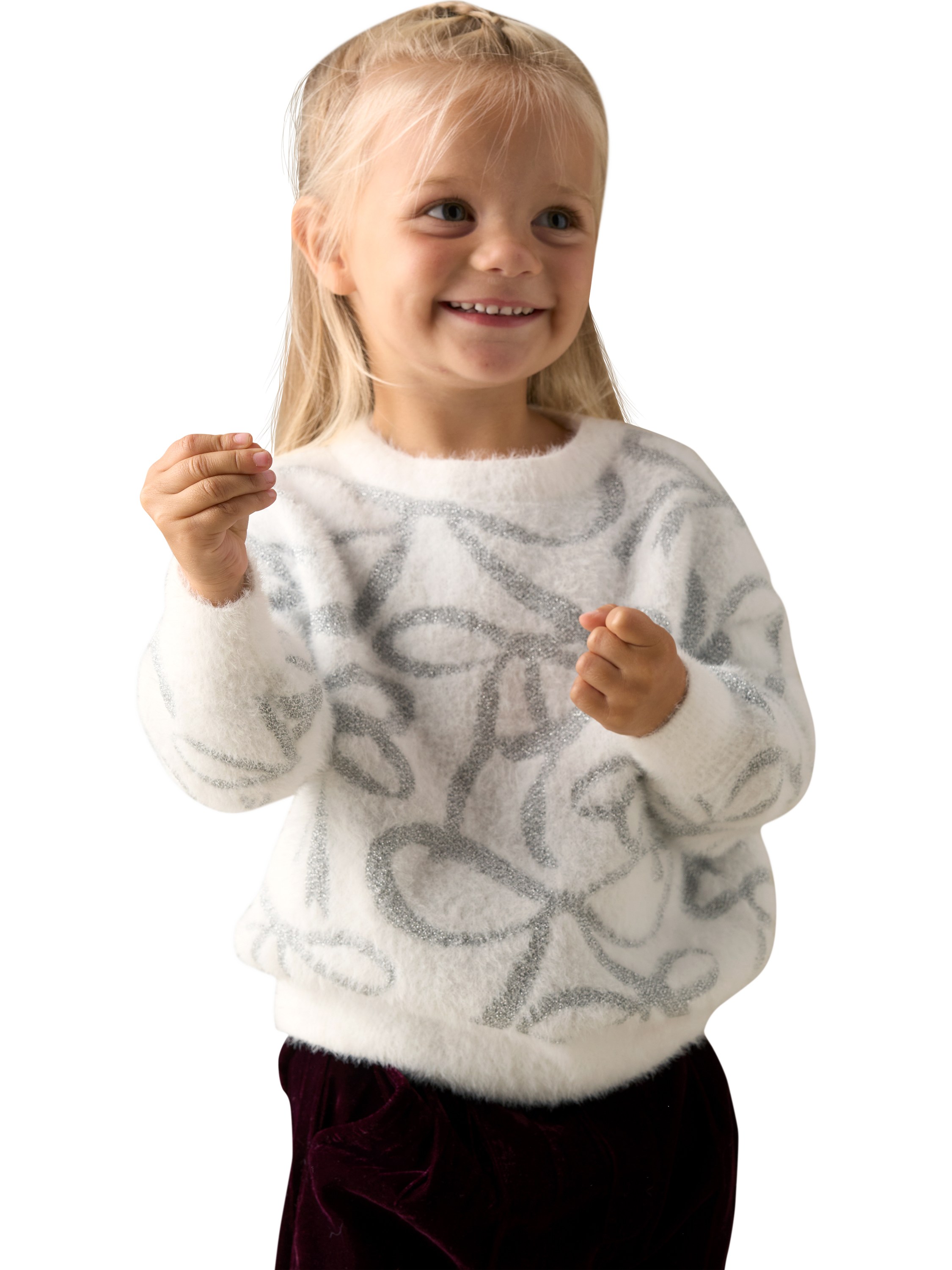Product image 4 of 7, which shows Angel & Rocket Baby Silver Bow Jumper, White, 3-6 months