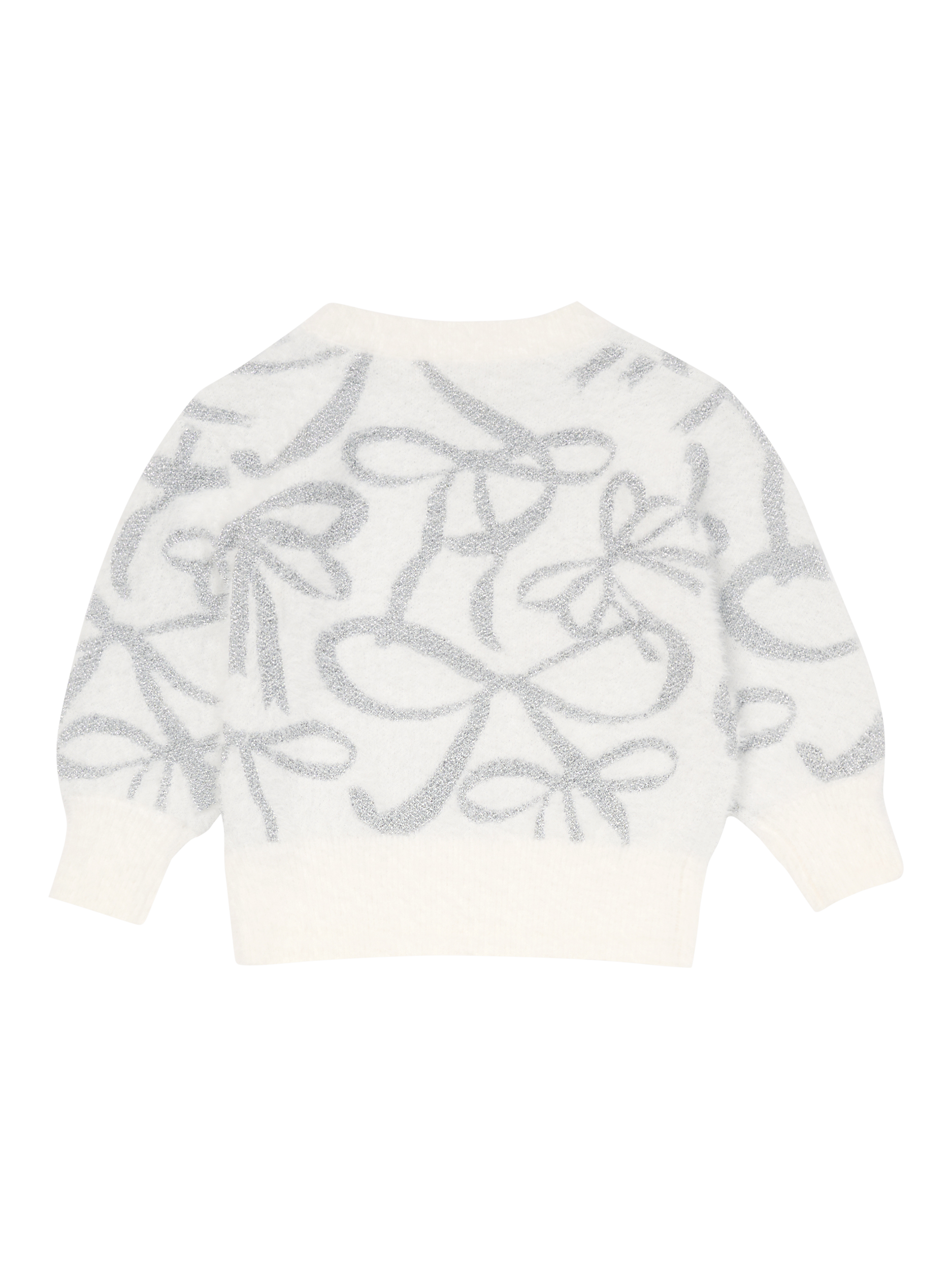 Product image 6 of 7, which shows Angel & Rocket Baby Silver Bow Jumper, White, 3-6 months