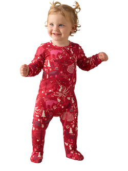 Angel & Rocket Baby Cotton Scandi Print Babygrow, Red, Red