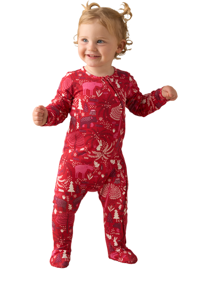 Angel & Rocket Baby Cotton Scandi Print Babygrow, Red, Red