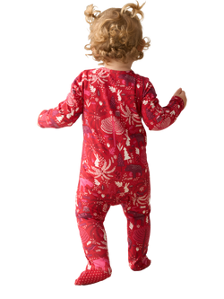 Angel & Rocket Baby Cotton Scandi Print Babygrow, Red - view 2, Red